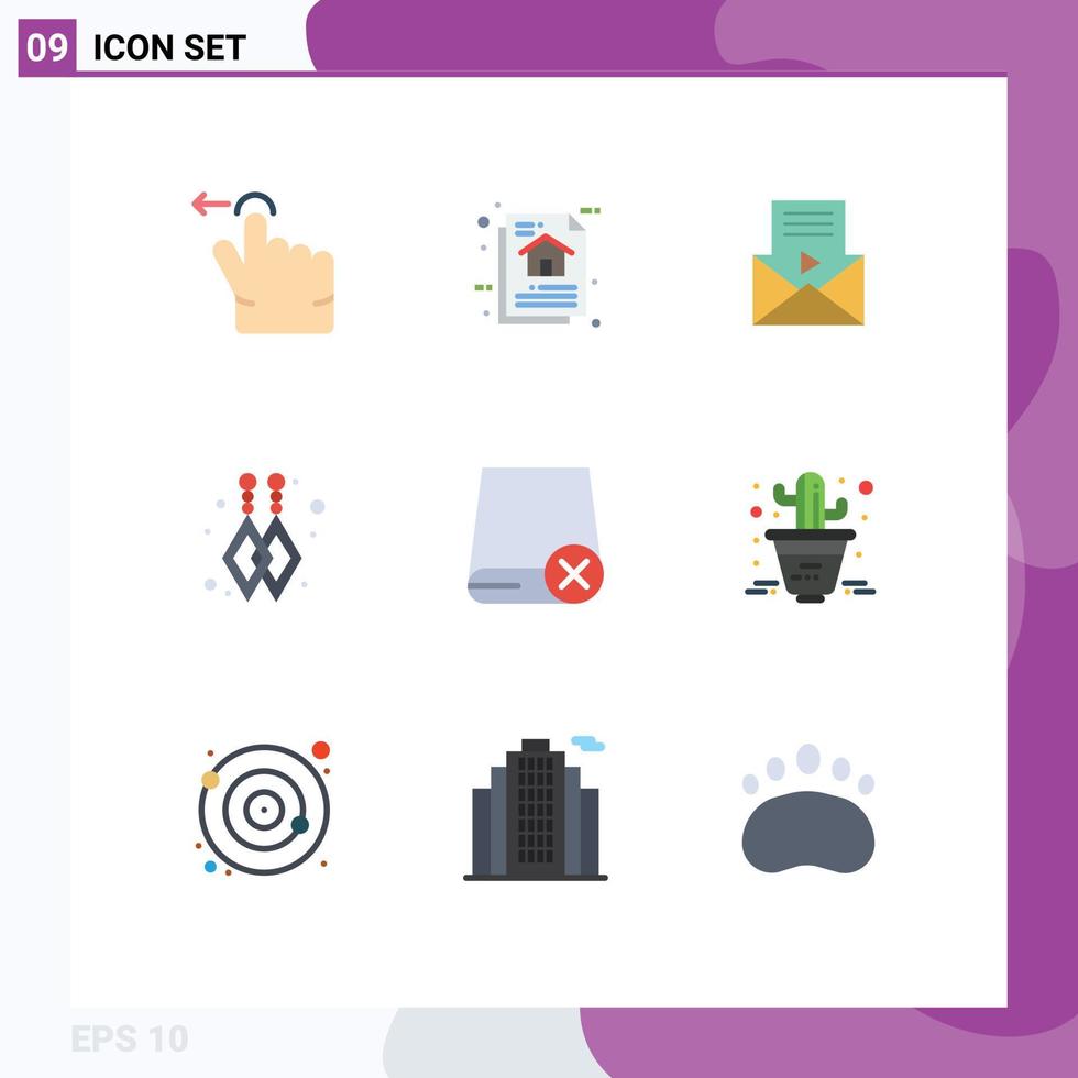 piktogram uppsättning av 9 enkel platt färger av grej enheter post datorer beställnings- örhängen redigerbar vektor design element