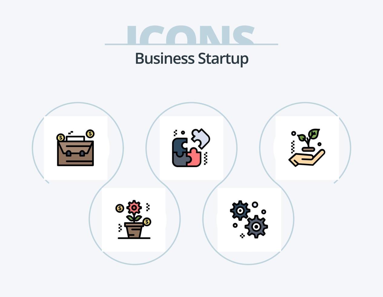 Business-Startup-Linie gefüllt Icon Pack 5 Icon-Design. . suchen . Dollar . Aktie vektor