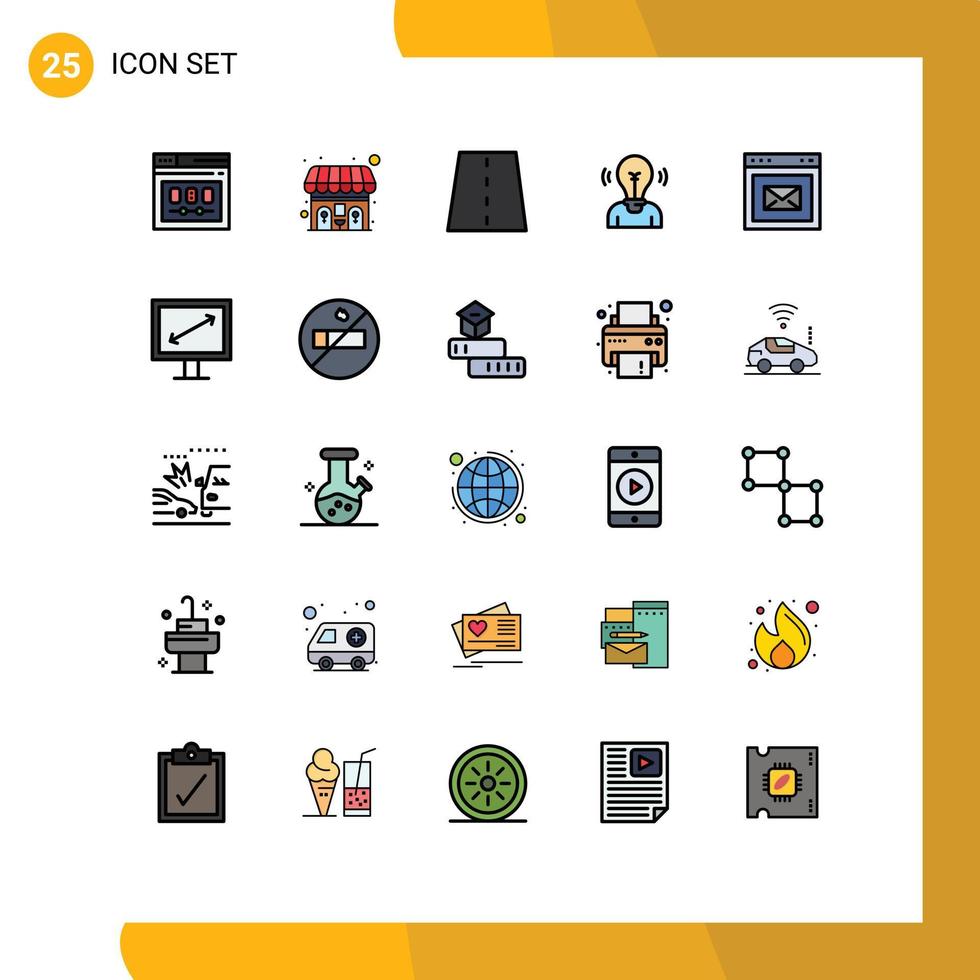 25 universell fylld linje platt Färg tecken symboler av ljus användare uppfart aning väg redigerbar vektor design element