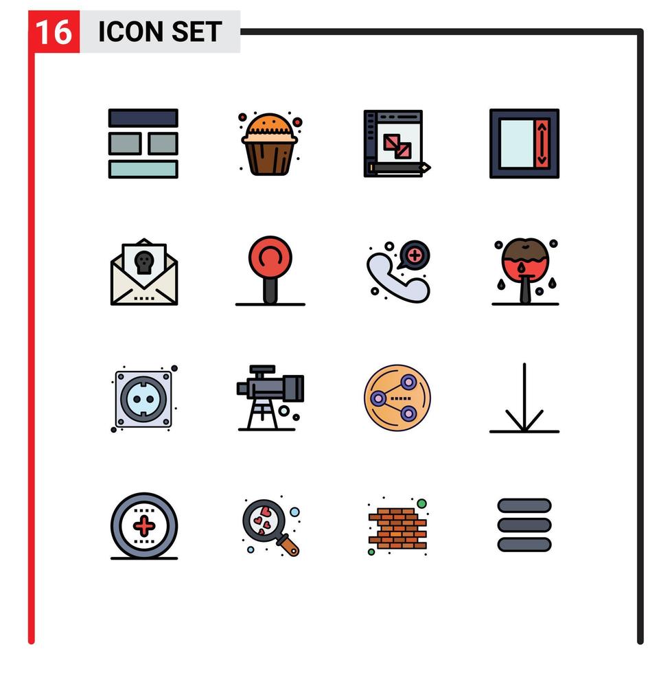modern uppsättning av 16 platt Färg fylld rader pictograph av händelse layout kodning jag ram planera redigerbar kreativ vektor design element