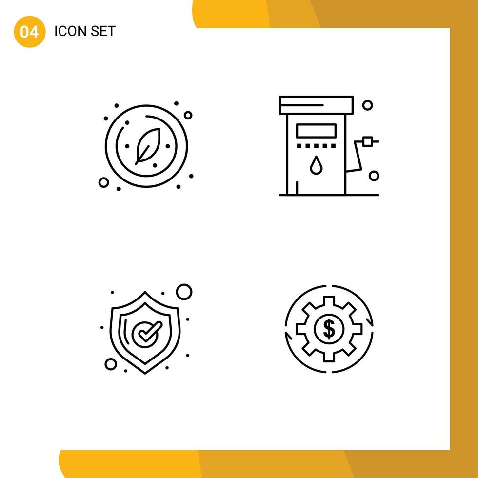 Satz von 4 modernen ui-Symbolen Symbole Zeichen für Biologie Sicherheitskreis Benzineinkauf editierbare Vektordesign-Elemente vektor