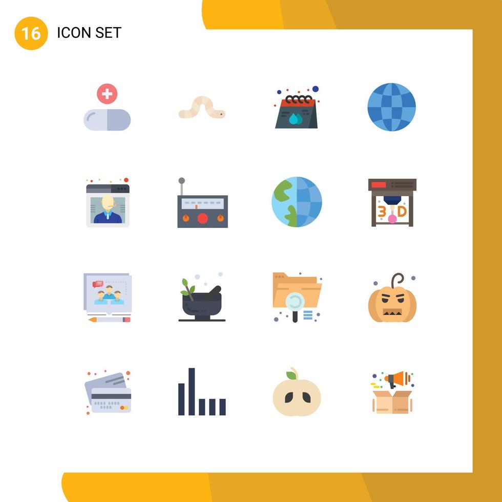 grupp av 16 platt färger tecken och symboler för företag internet annons klot produkt redigerbar packa av kreativ vektor design element