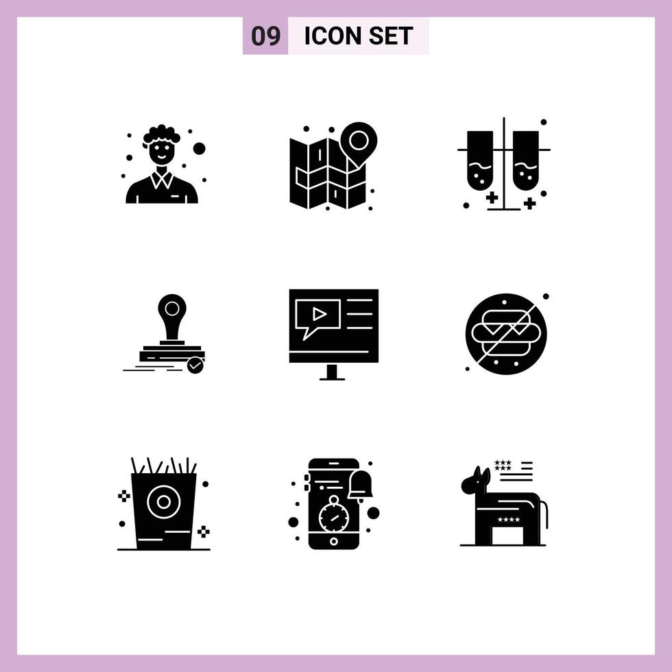 Stock Vector Icon Pack mit 9 Zeilen Zeichen und Symbolen für Bildung Presseplan Klon Reagenzgläser editierbare Vektordesign-Elemente