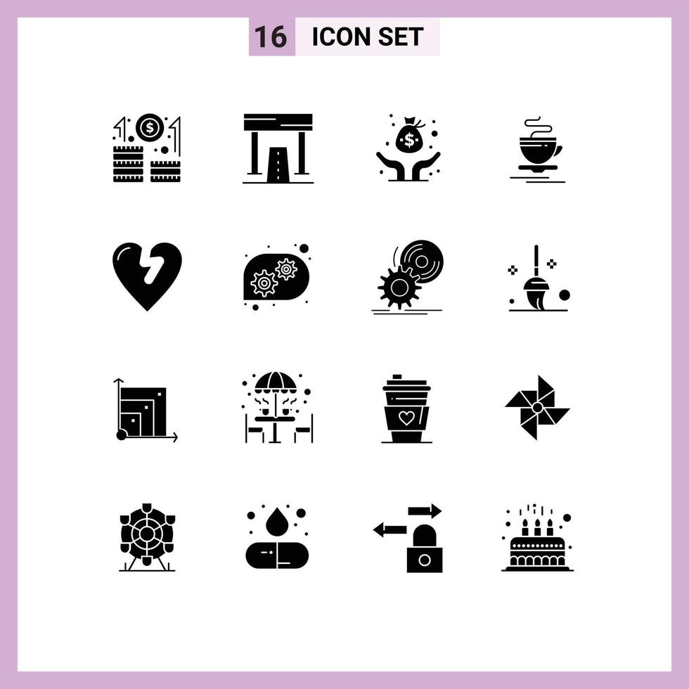 16 kreativ ikoner modern tecken och symboler av hjärta ge sig på varm rekreation kopp våga redigerbar vektor design element
