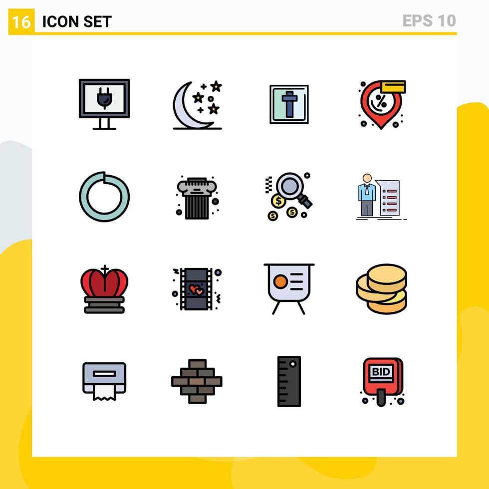 mobil gränssnitt platt Färg fylld linje uppsättning av 16 piktogram av arkitektur vår Semester bult försäljning redigerbar kreativ vektor design element