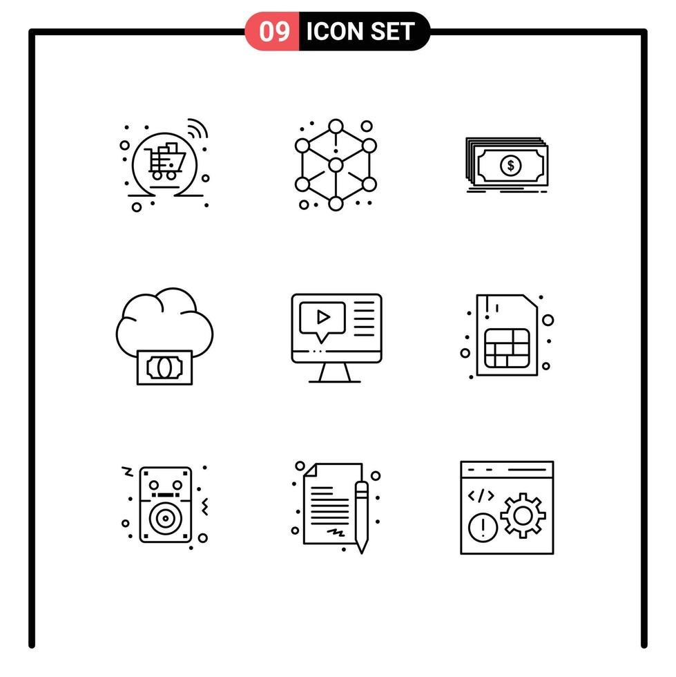 översikt packa av 9 universell symboler av dator finansiering form moln dollar redigerbar vektor design element