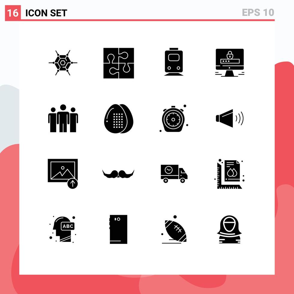 uppsättning av 16 modern ui ikoner symboler tecken för företag låsa järnväg internet resa redigerbar vektor design element