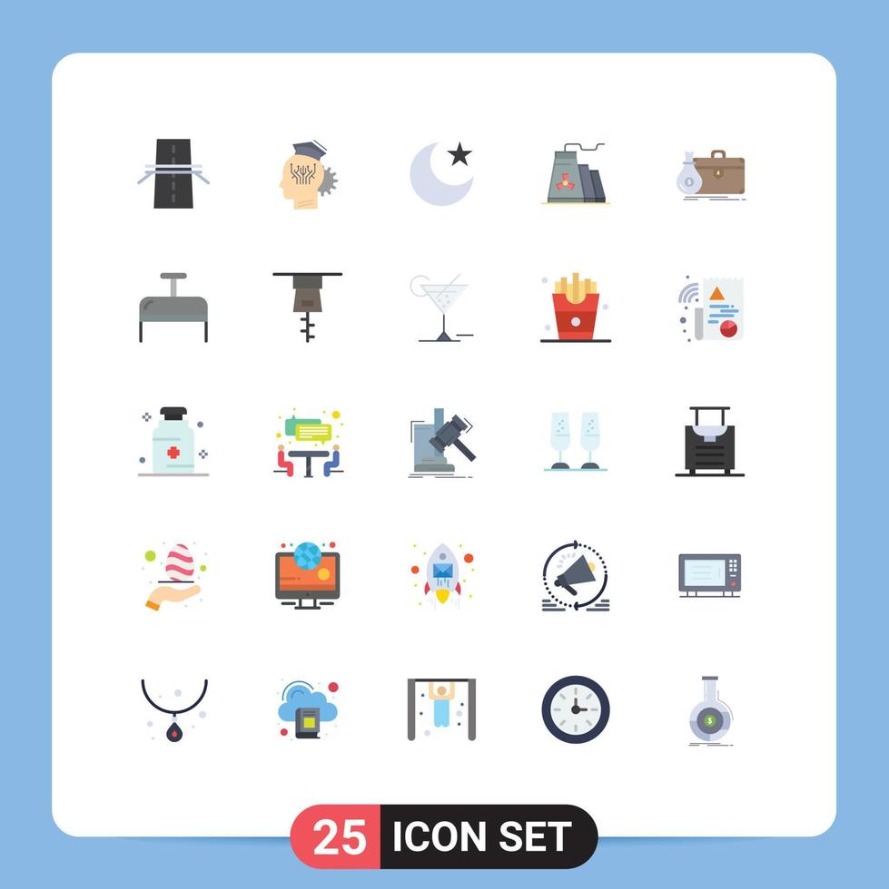 uppsättning av 25 modern ui ikoner symboler tecken för portfölj fabrik smart konstruktion natt redigerbar vektor design element