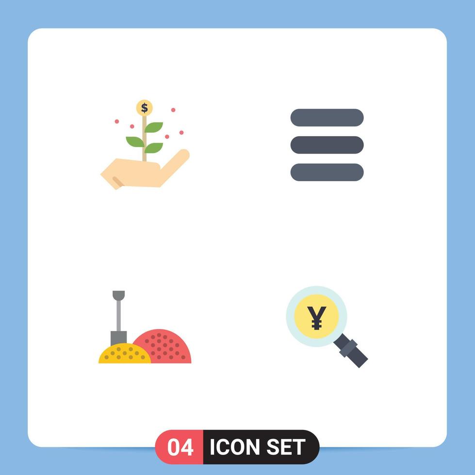 uppsättning av 4 kommersiell platt ikoner packa för tillväxt yen lista konstruktion japansk redigerbar vektor design element
