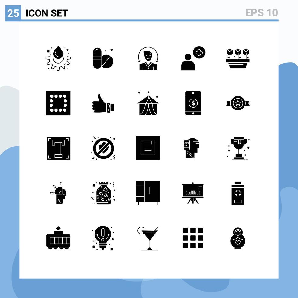 satz von 25 modernen ui-symbolen symbolzeichen für frühlingswachstum männliche blume plus editierbare vektordesignelemente vektor
