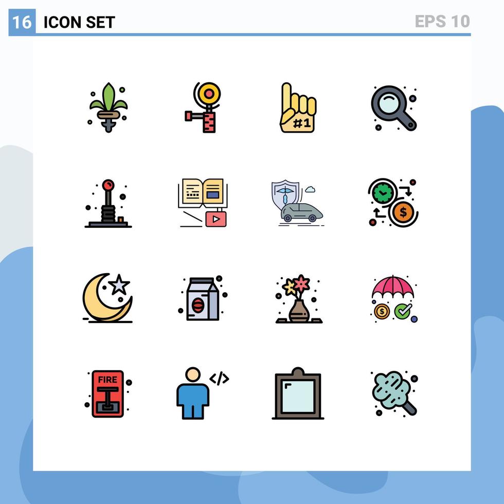 grupp av 16 modern platt Färg fylld rader uppsättning för spel arkad finger zoom verktyg zoom i redigerbar kreativ vektor design element