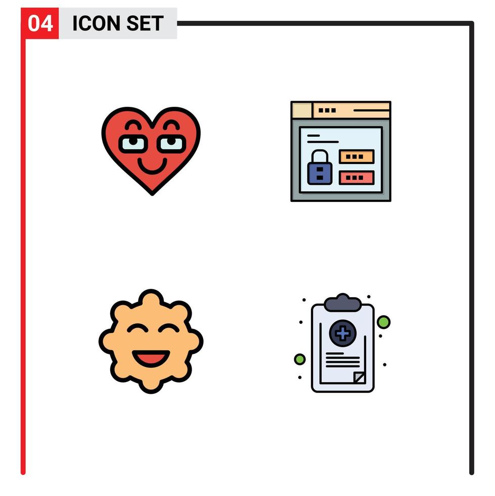 modern uppsättning av 4 fylld linje platt färger pictograph av emoji kaka favorit webb emojis redigerbar vektor design element