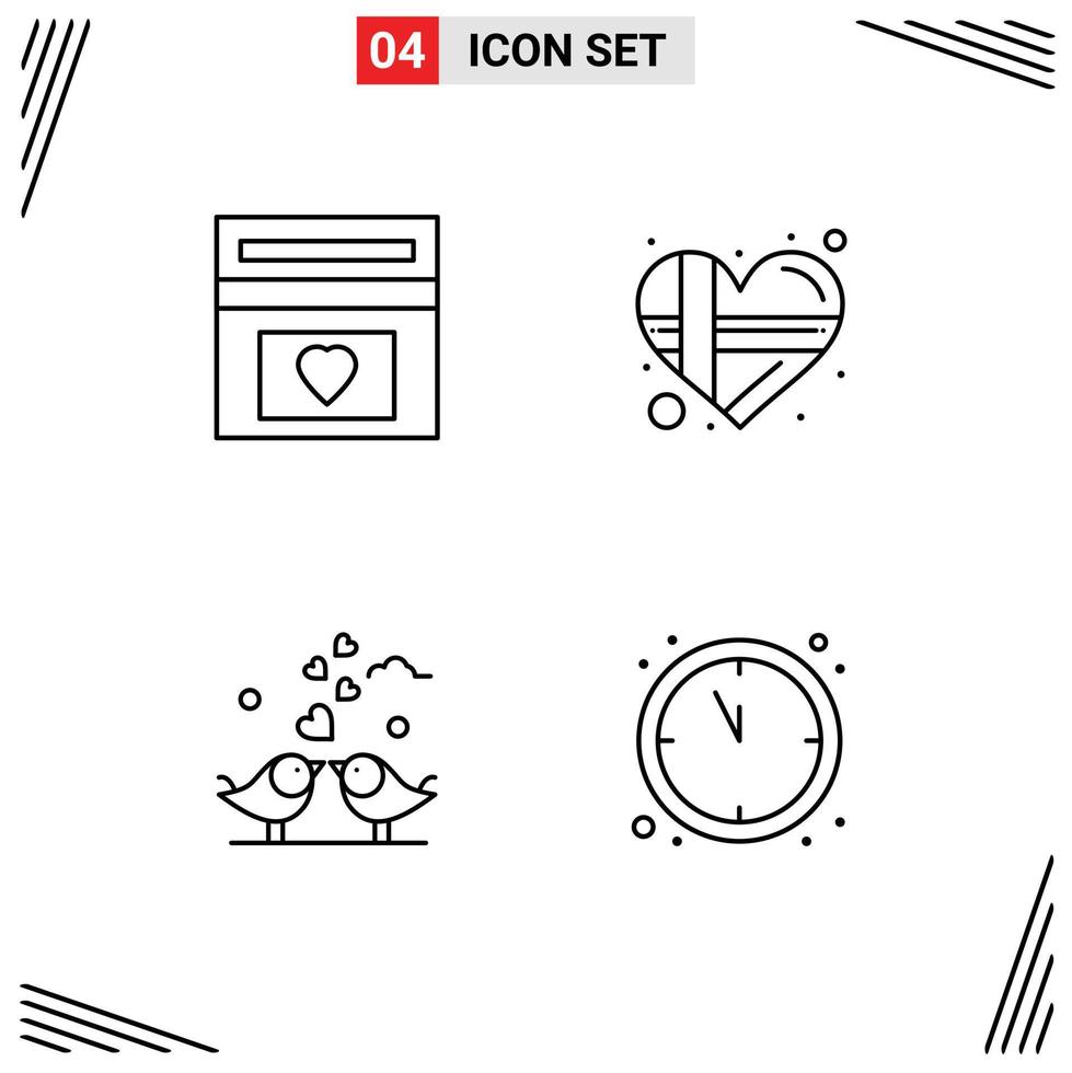 Stock Vector Icon Pack mit 4 Zeilen Zeichen und Symbolen für Fonds Braut Hochzeitsgeschenk Liebe editierbare Vektordesign-Elemente