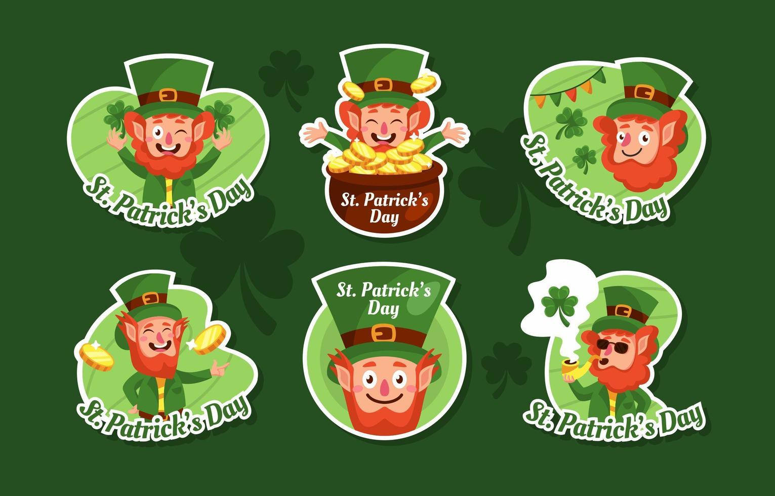 St. Patricks Day Kobold Aufkleber Set vektor