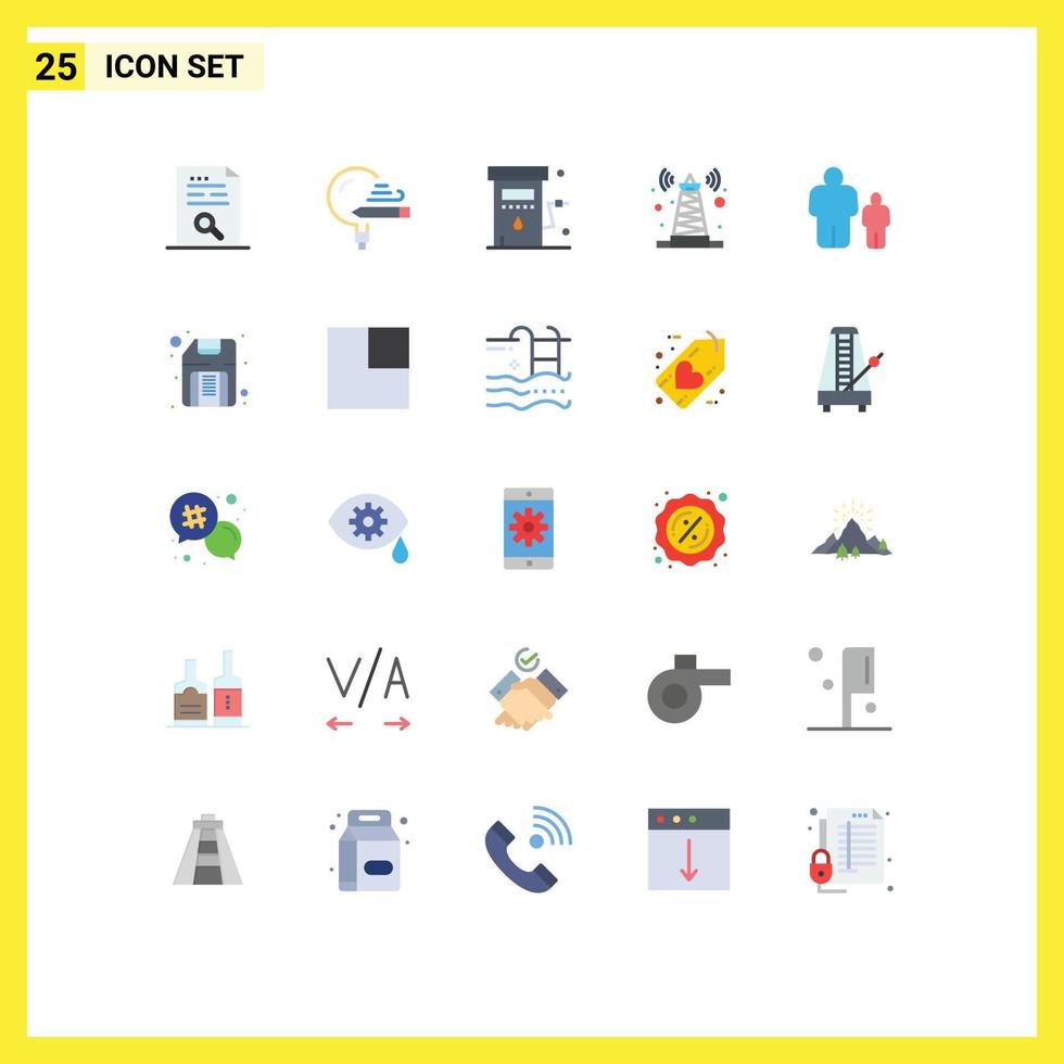 Stock Vector Icon Pack mit 25 Linienzeichen und Symbolen für Tower Signal School Station Benzin editierbare Vektordesign-Elemente