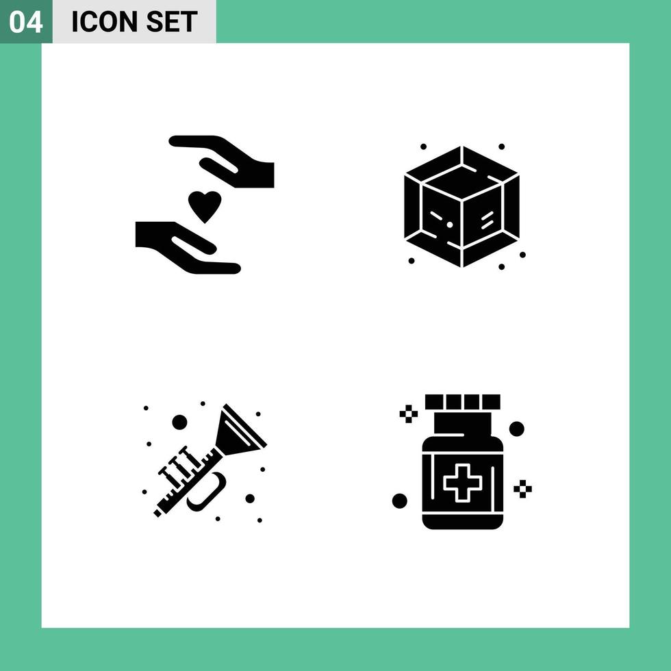 4 kreativ ikoner modern tecken och symboler av vård musik kreativ horn hälsa redigerbar vektor design element