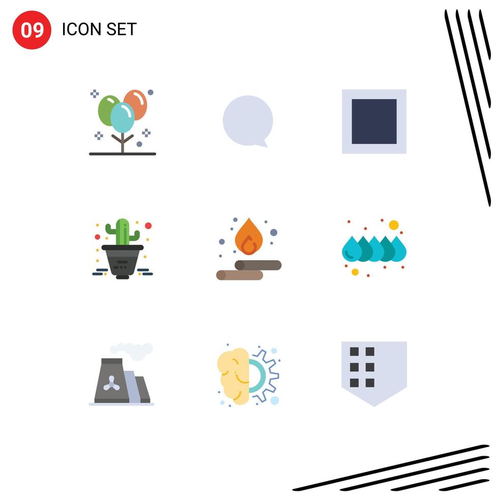 Packung mit 9 modernen flachen Farbzeichen und Symbolen für Web-Printmedien wie Farbwasser-Layout Frühlingspflanze editierbare Vektordesign-Elemente vektor