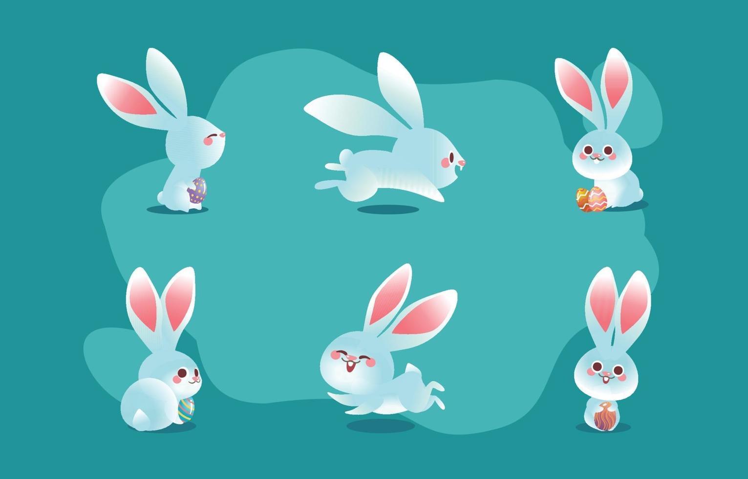niedliches Osterweißhasen-Kaninchen-Charakterkonzept vektor