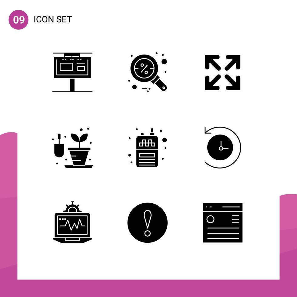modern uppsättning av 9 fast glyfer pictograph av mottagare telefon Sök hobby trädgårdsarbete redigerbar vektor design element