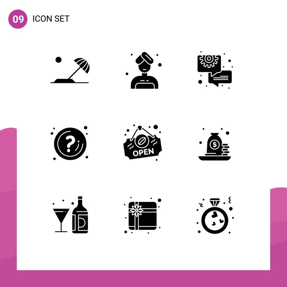9 kreative Symbole, moderne Zeichen und Symbole von Shop-Informationen, Chat-Informationen, markieren bearbeitbare Vektordesign-Elemente vektor