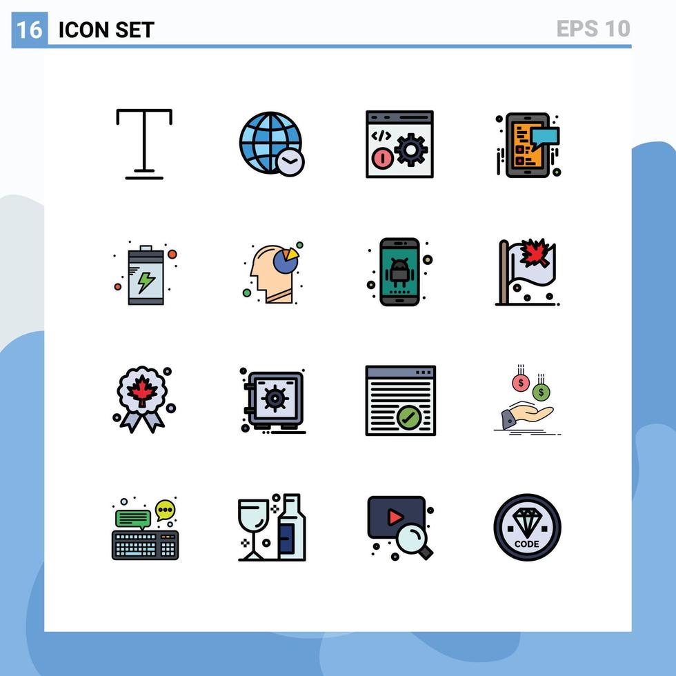 uppsättning av 16 modern ui ikoner symboler tecken för avgift mobil kodning social media Facebook redigerbar kreativ vektor design element