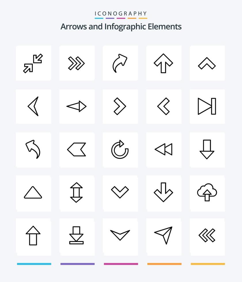 Creative Arrow 25 Gliederungs-Icon-Pack wie Next. Pfeil. Rechts. Zeichen. Pfeil vektor