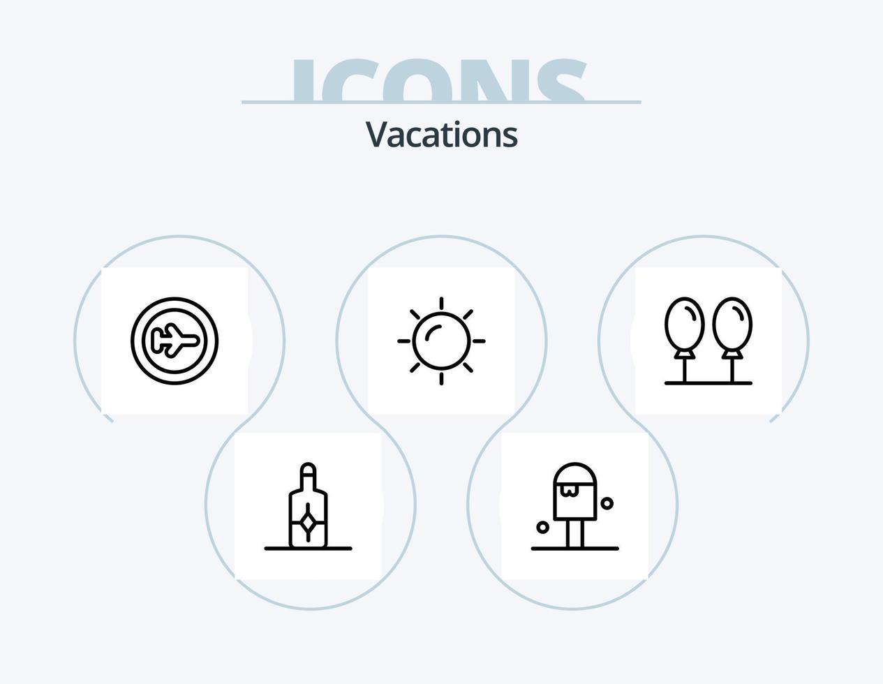 semester linje ikon packa 5 ikon design. . grädde. strand. strand. sommar vektor
