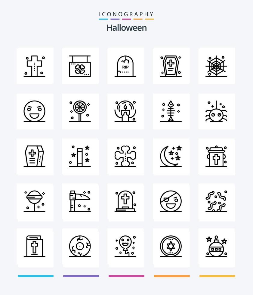 kreativ halloween 25 översikt ikon packa sådan som hemsk. skrin. affär. halloween. gravsten vektor
