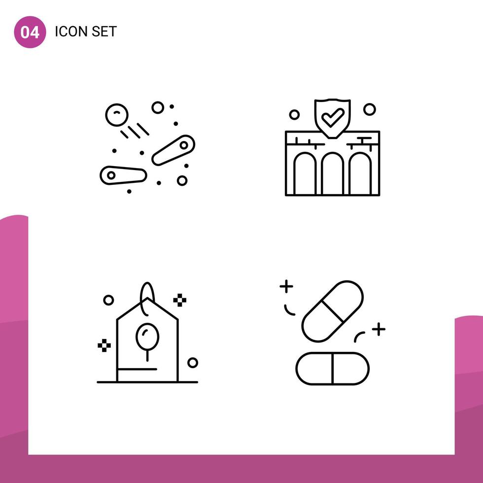 Stock Vector Icon Pack mit 4 Zeilen Zeichen und Symbolen für Flipper Geburtstagsspiel Konstruktionsgeschenk editierbare Vektordesign-Elemente