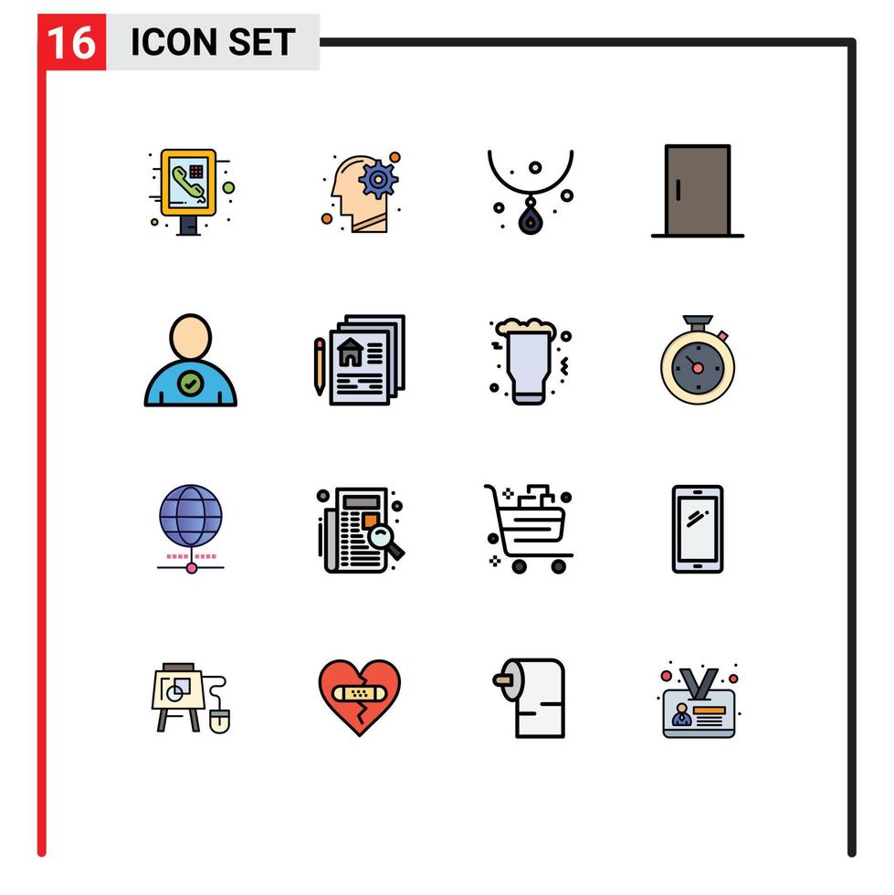 Stock Vector Icon Pack mit 16 Zeilenzeichen und Symbolen für Check-Home-Lösung Möbel Halskette editierbare kreative Vektor-Design-Elemente