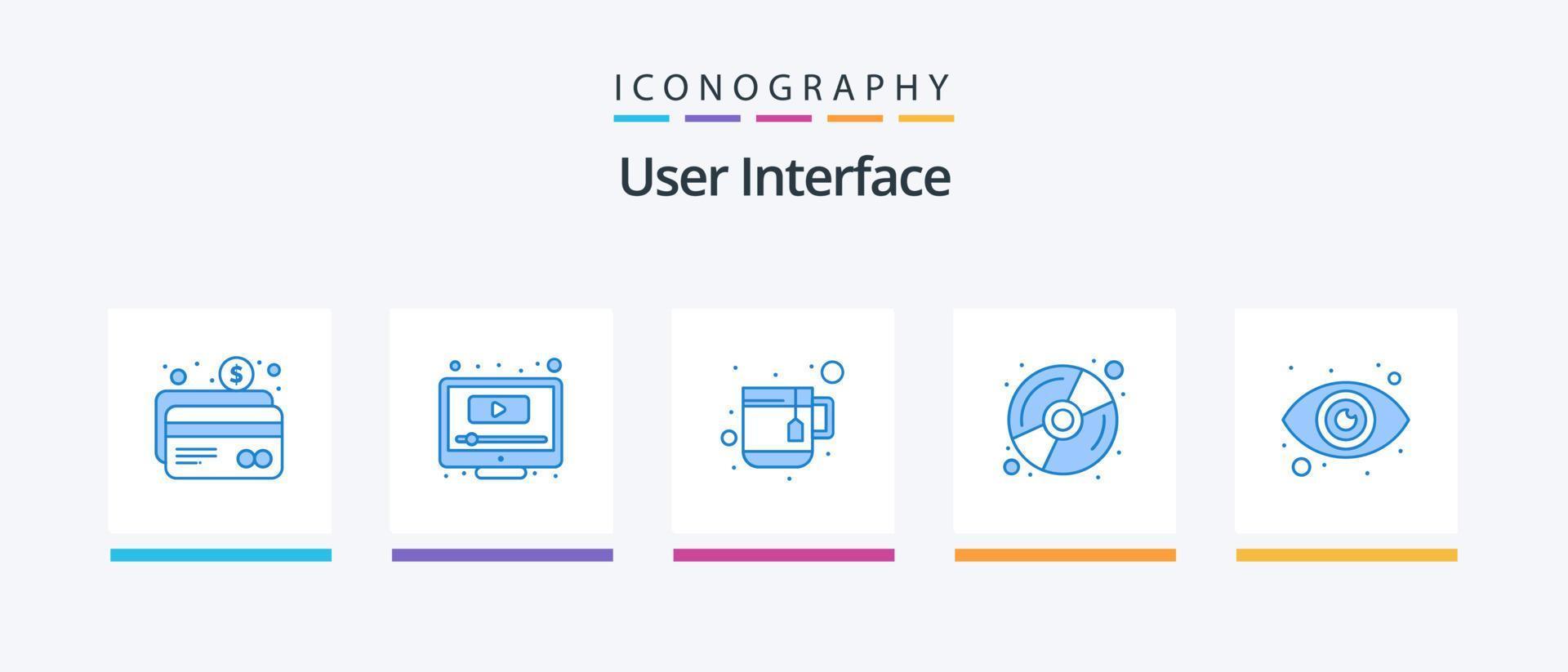 användare gränssnitt blå 5 ikon packa Inklusive . ögongloben. kopp. öga. dvd. kreativ ikoner design vektor