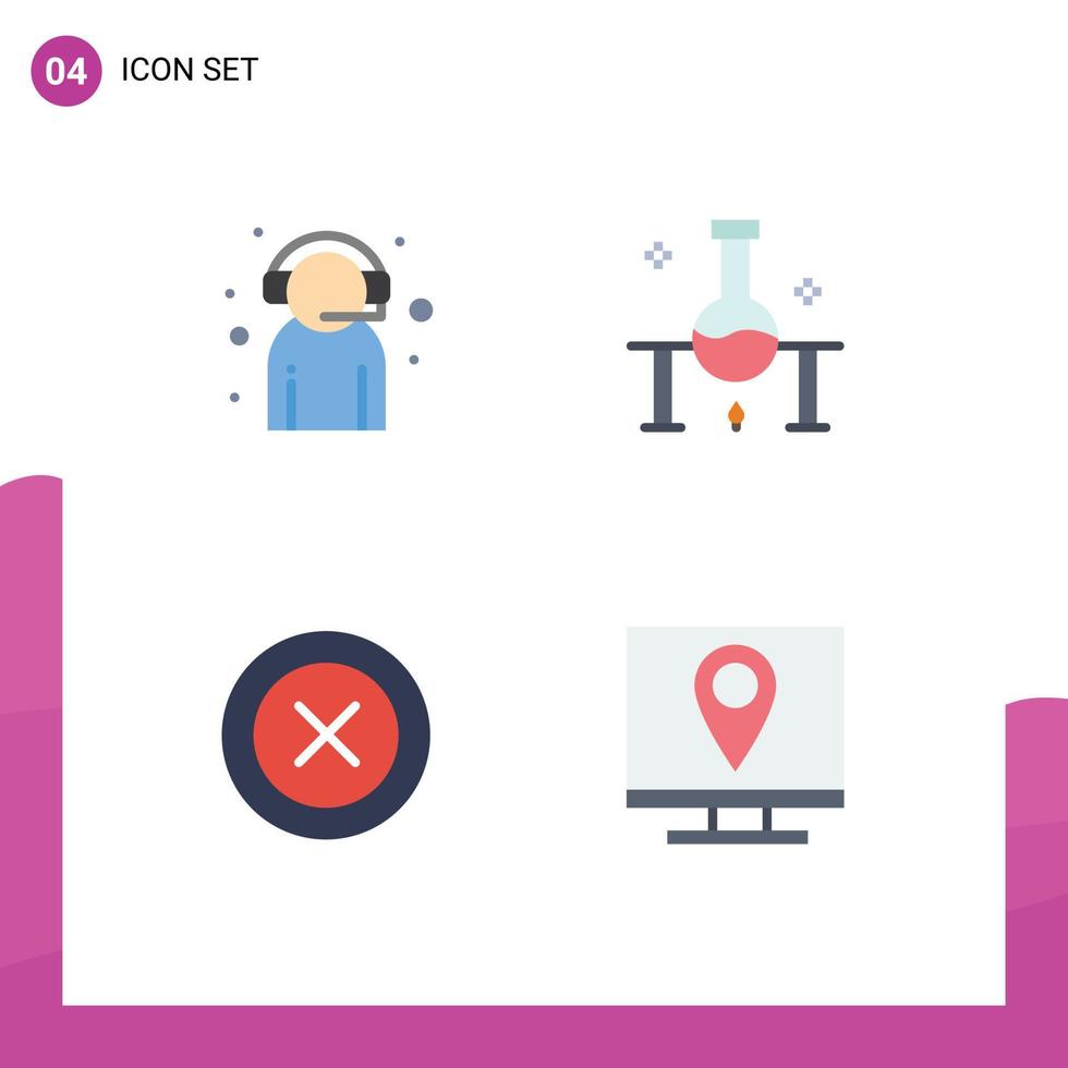 moderner Satz von 4 flachen Symbolen Piktogramm von Assistant Science Lab Kundenbetreuung Laborforschung ui editierbare Vektordesign-Elemente vektor