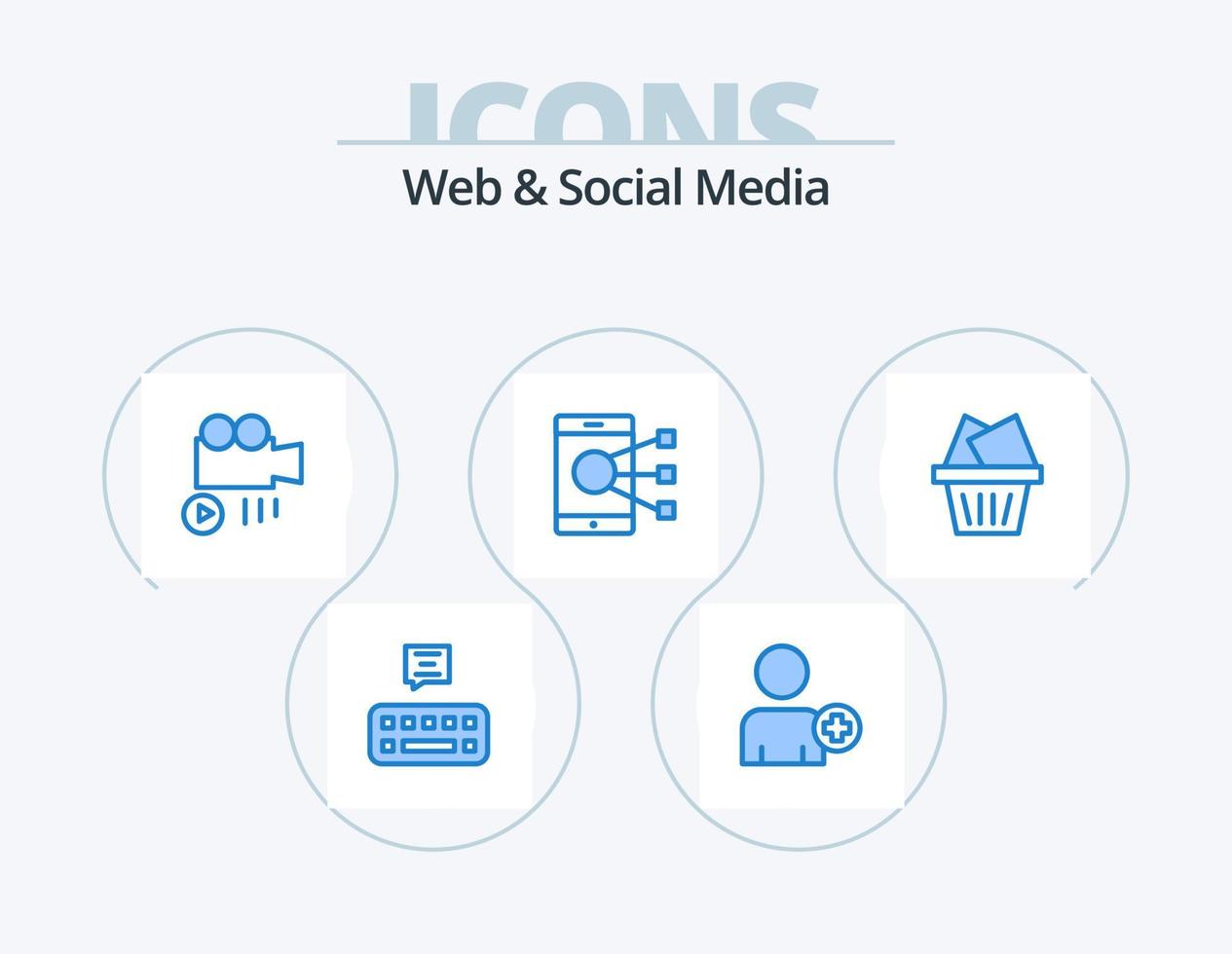 Web und Social Media blaues Icon Pack 5 Icon Design. . Post. Video. Wagen. Telefon vektor