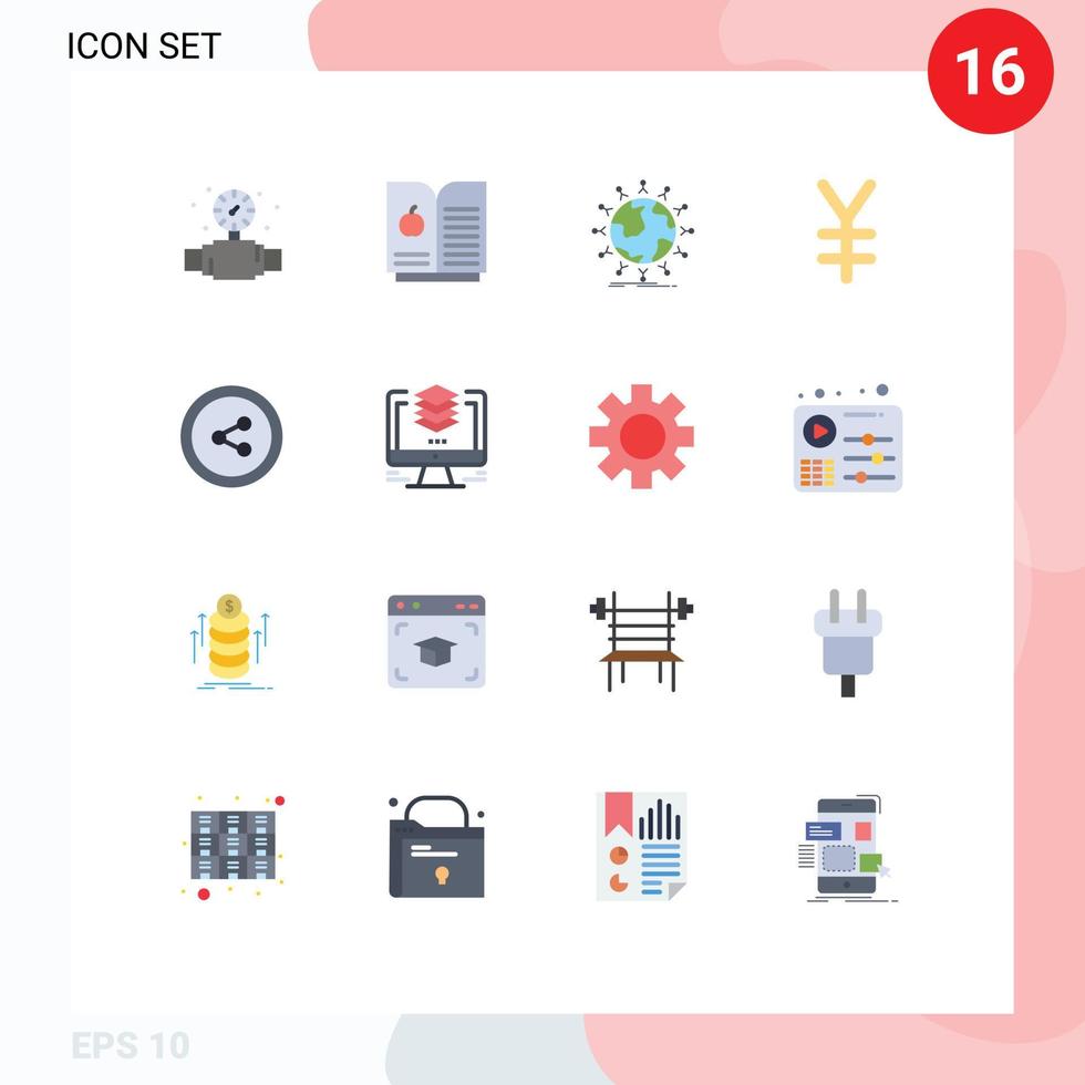16 universell platt Färg tecken symboler av design social media nätverk dela med sig finansiera redigerbar packa av kreativ vektor design element