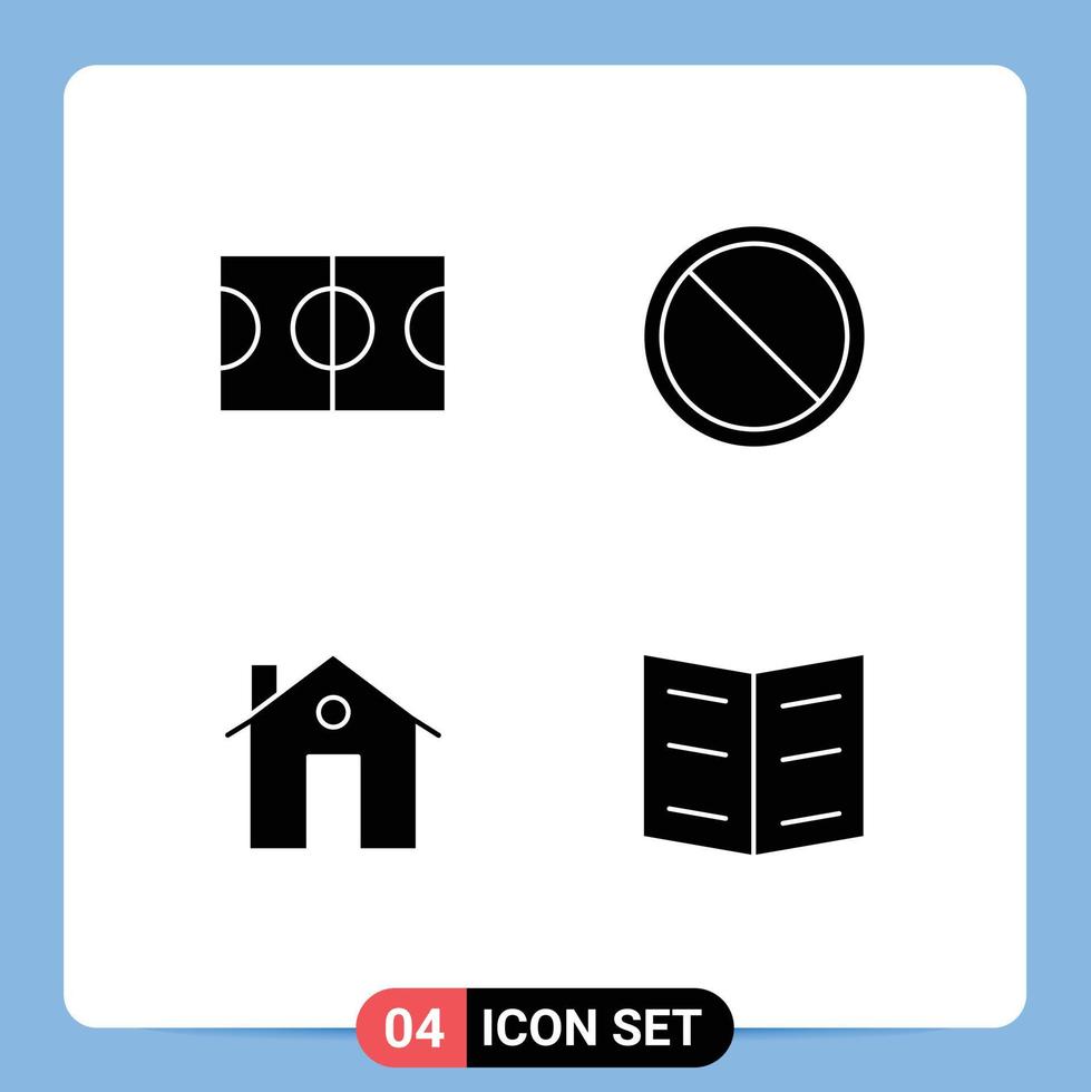 4 fast glyf begrepp för webbplatser mobil och appar basketboll byggnad blockera sluta konstruktion redigerbar vektor design element