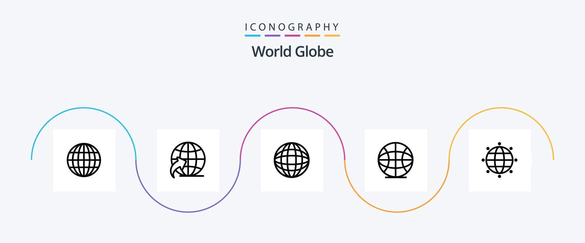 Globe Line 5 Icon Pack inklusive . Welt. vektor