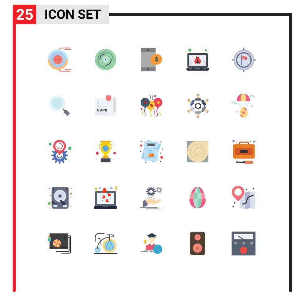 användare gränssnitt packa av 25 grundläggande platt färger av syfte bärbar dator insekt kliar sig hacker pengar redigerbar vektor design element