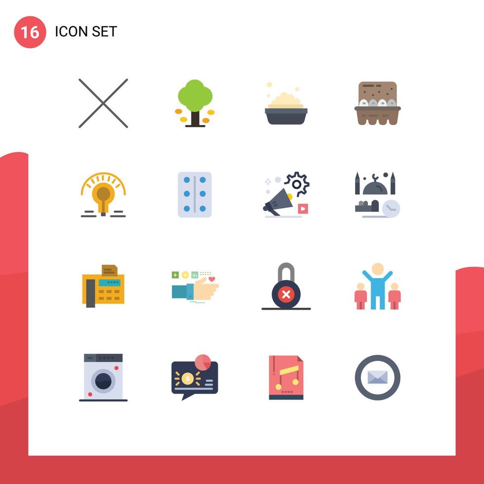 16 universelle flache Farben für Web- und mobile Anwendungen Tipps Lichtreinigungsbirne Eier editierbares Paket kreativer Vektordesign-Elemente vektor