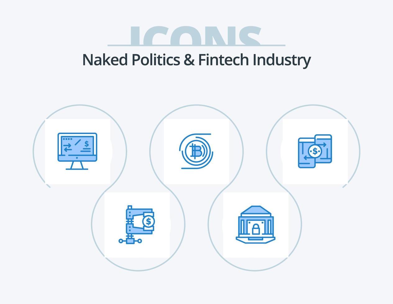 naken politik och fintech industri blå ikon packa 5 ikon design. kryptovaluta. bitcoin. låsa. bitcoins. inkomst vektor