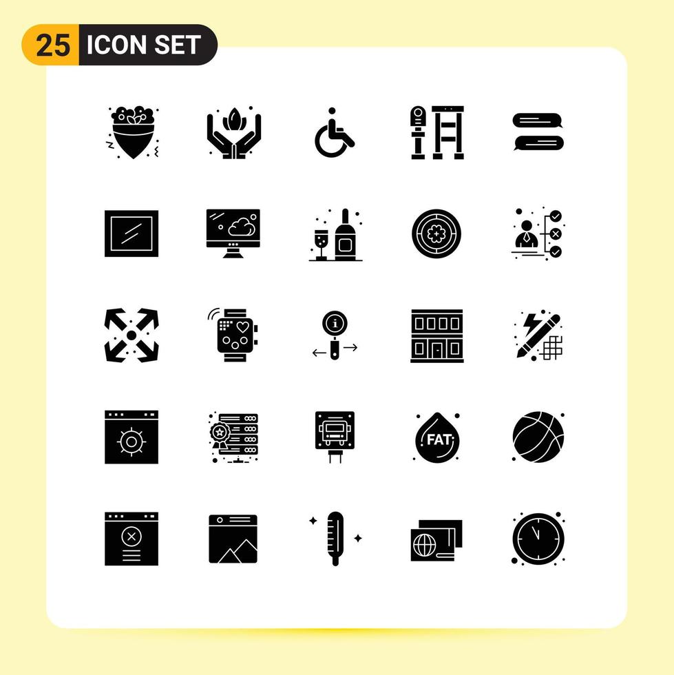 Aktienvektor-Icon-Pack mit 25 Zeilenzeichen und Symbolen für SMS-Chat-Fahrradhaltestellen-Bus editierbare Vektordesign-Elemente vektor