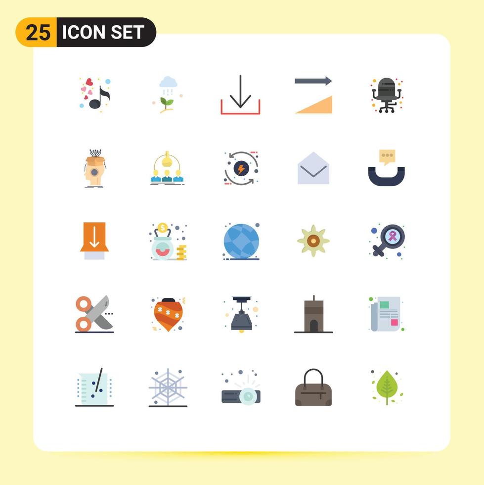 25 användare gränssnitt platt Färg packa av modern tecken och symboler av sousveillance kontor regn stol sortera redigerbar vektor design element