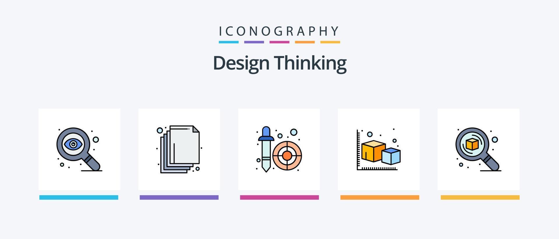 Design Thinking Line gefüllt 5 Icon Pack inklusive Pfeil. Lagen. Telefon. Schicht. Bleistift. kreatives Symboldesign vektor