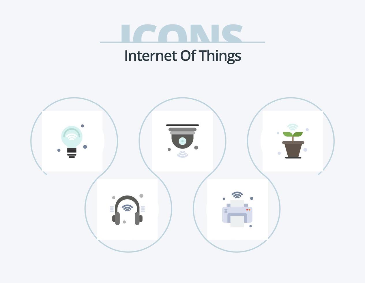 internet av saker platt ikon packa 5 ikon design. iot. internet. wifi. kamera. iot vektor