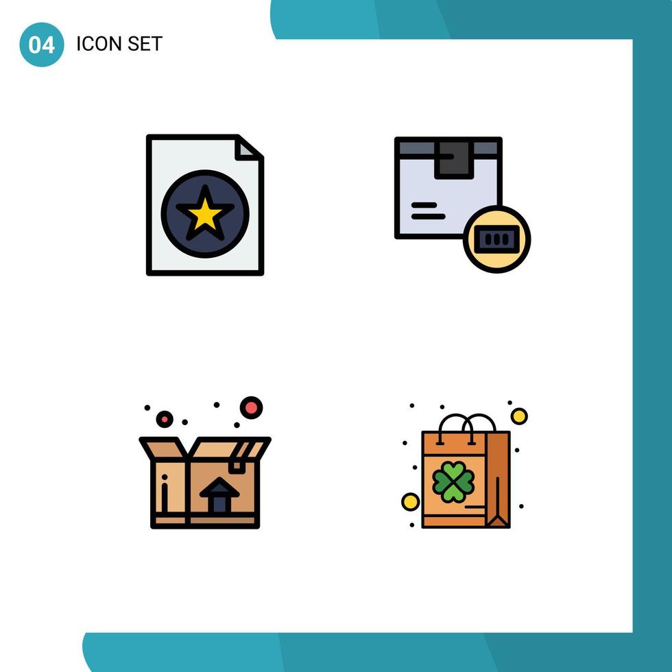Aktienvektor-Icon-Pack mit 4 Zeilenzeichen und Symbolen für die Dokumentzustellung Barcode-Versand Patrick editierbare Vektordesign-Elemente vektor