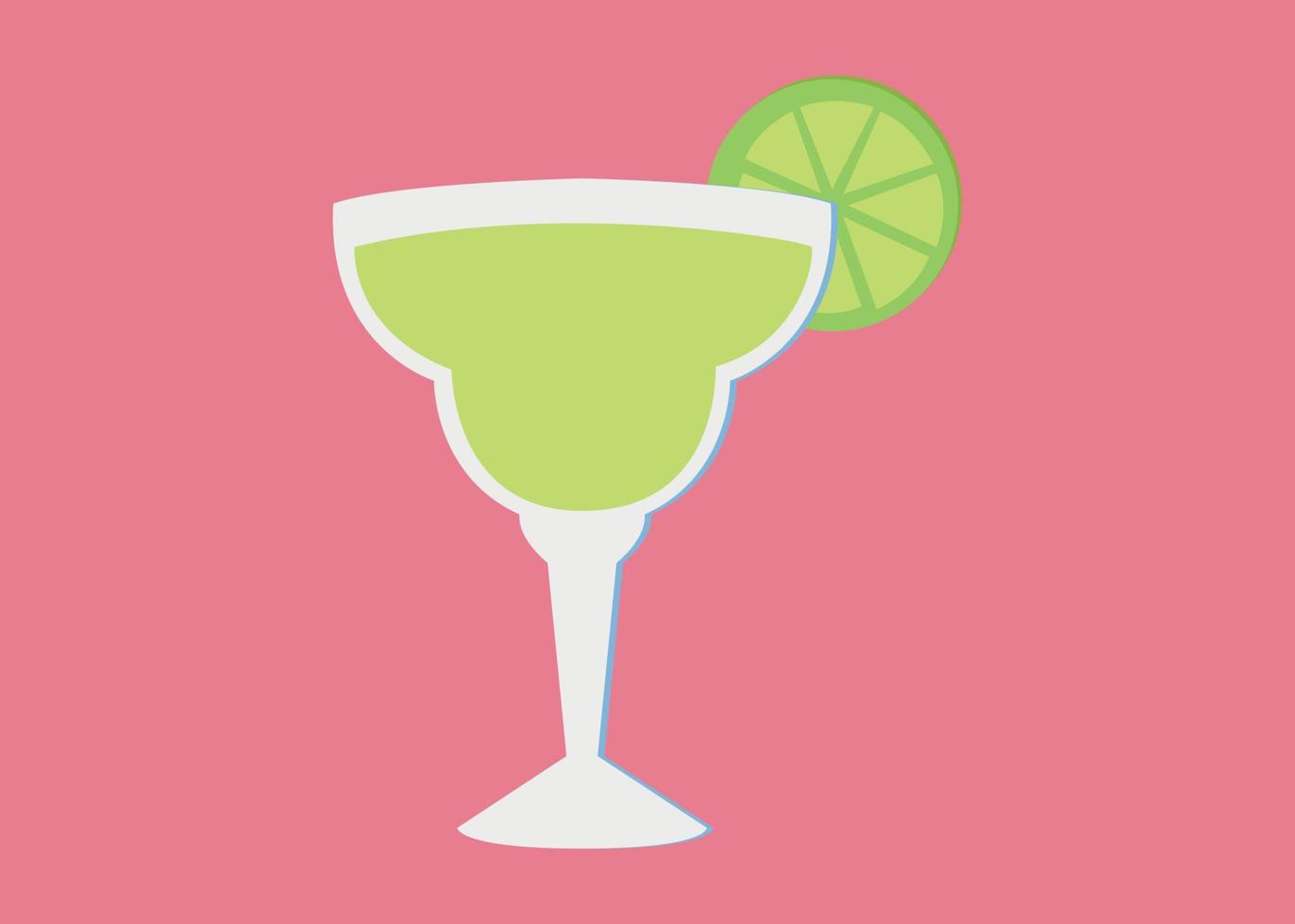 Cocktail Margarita Glas Flat Style Vector Illustration isoliert auf weißem Hintergrund