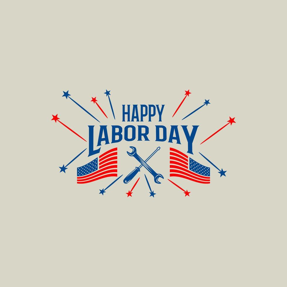 Vektor Happy Labor Day Card. nationale amerikanische feiertagsillustration mit handwerkzeugen. festliches plakat oder banner mit handbeschriftung.
