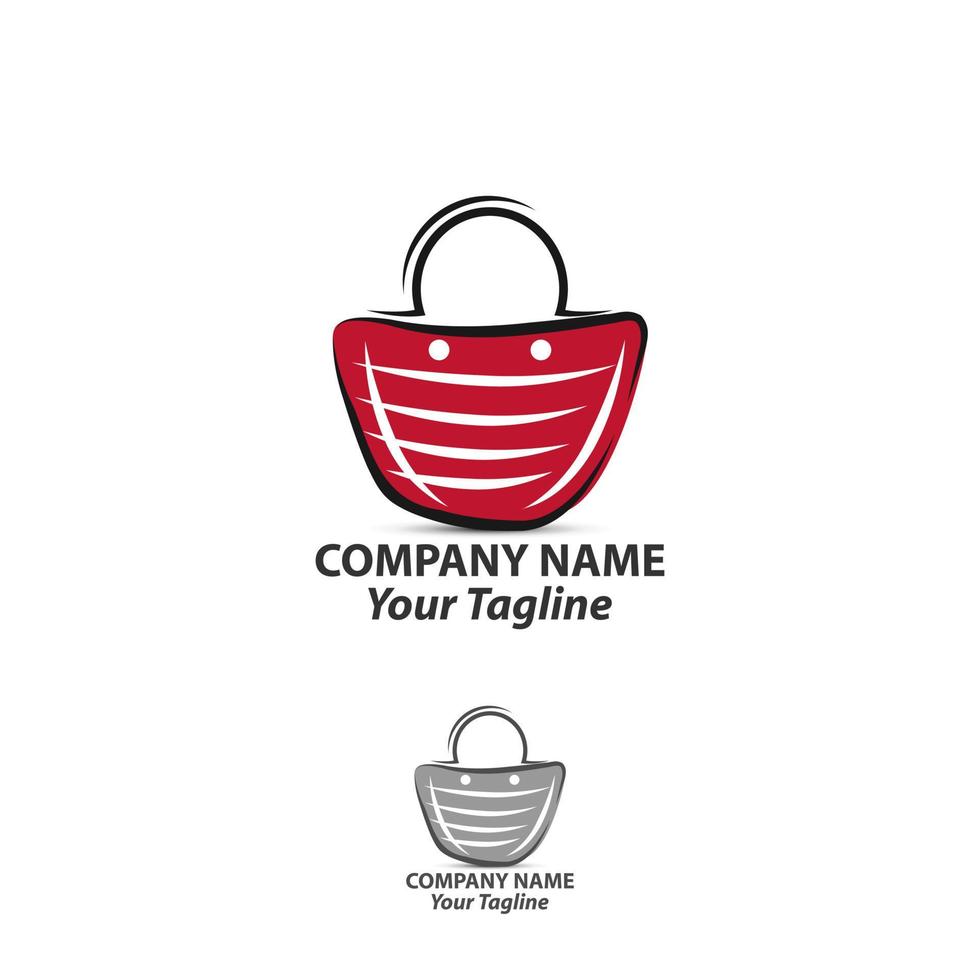 Online-Shop-Logo-Design-Vorlage. einkaufen logo vektor symbol illustration design. Einkaufstaschensymbol für das Firmenlogo des Online-Shops. Online-Shop-Logo-Vektor-Illustration. Logos für Online-Shop.