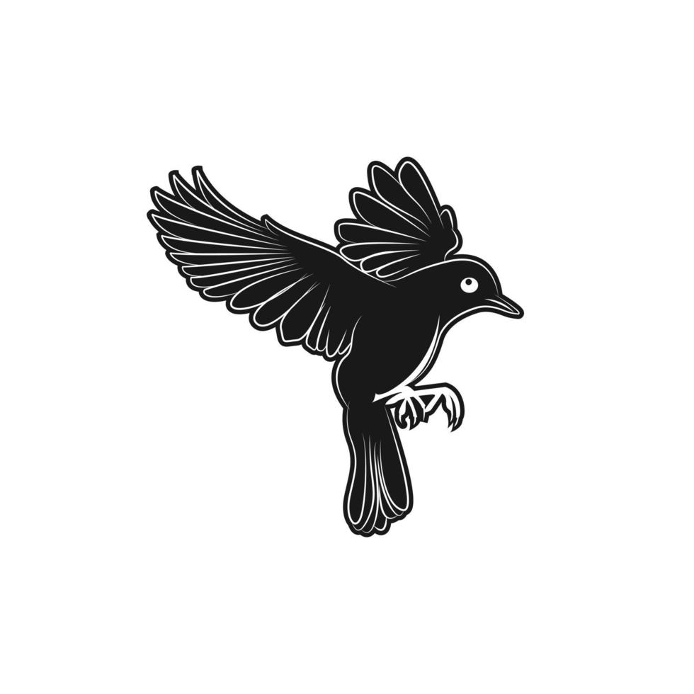 Vogel-Vektor-Logo abstrakte grafische Gliederung und modern mit Blatt. vektorisolierter satz fliegender vögel mit ausgebreiteten flatternden flügeln. vektor