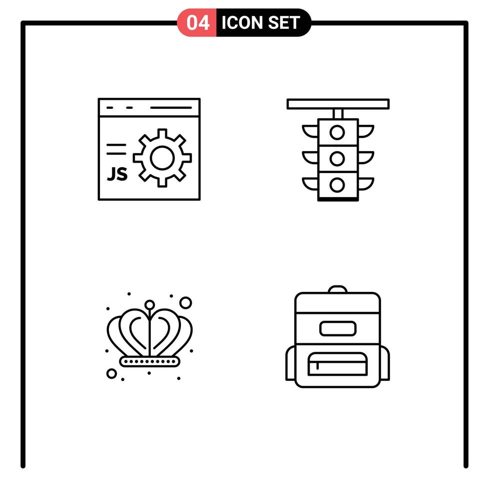 stock vektor ikon packa av 4 linje tecken och symboler för browser tåg utveckling tecken välde redigerbar vektor design element