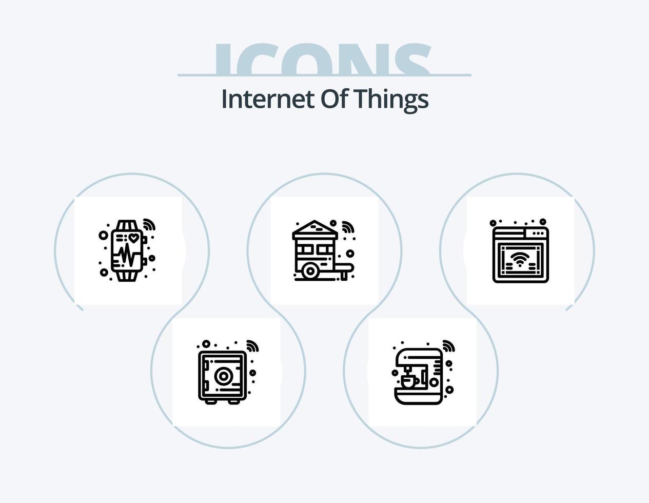 Internet der Dinge Linie Icon Pack 5 Icon Design. Infrastruktur. Globus. öffentlich. W-lan. heim vektor